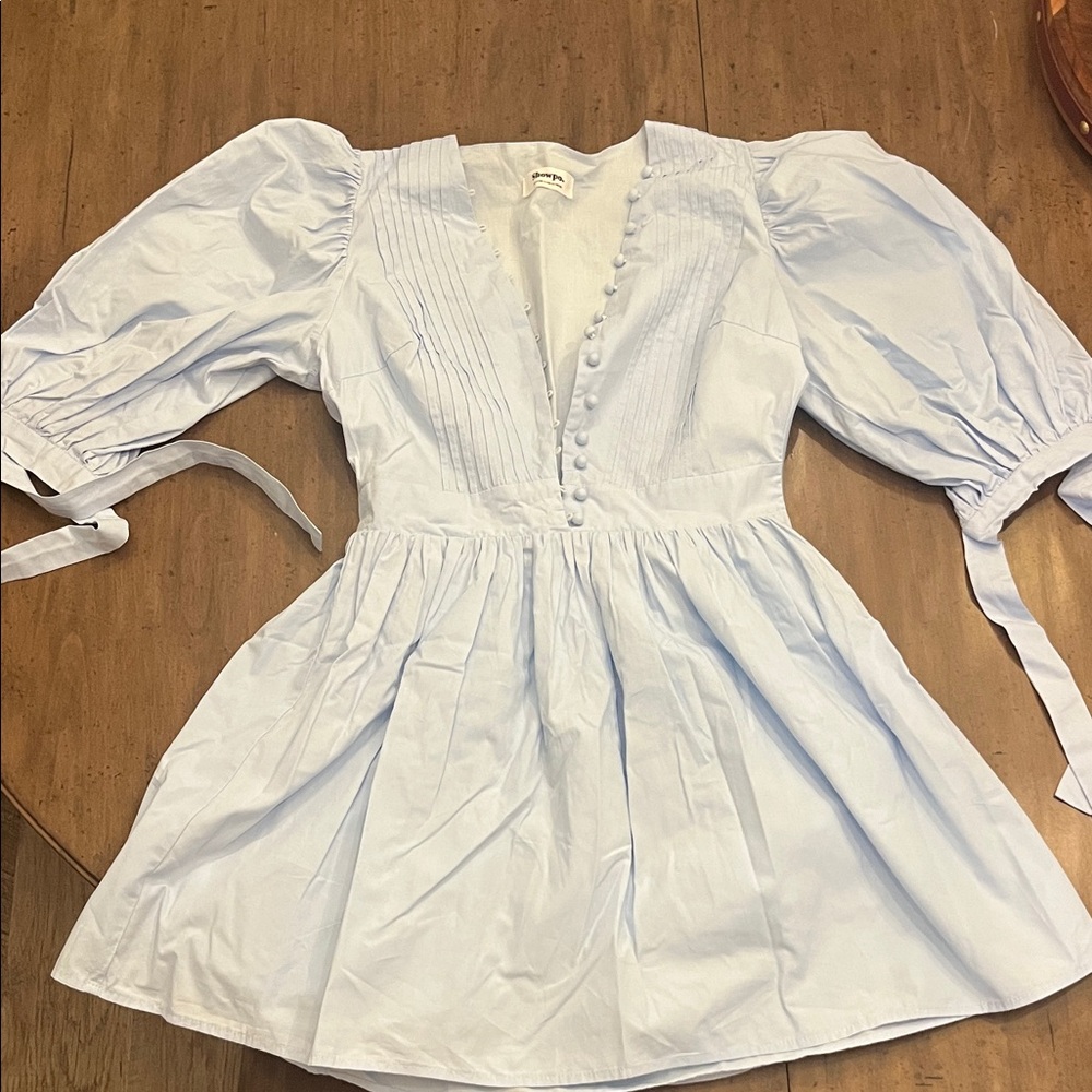 Showpo Light Blue Puff Sleeve Kids Dress